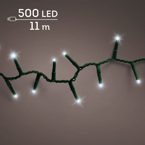 LED Lichterkette Compact 8 Leuchtmodi Outdoor grün 500 kaltweiße LED 1100cm