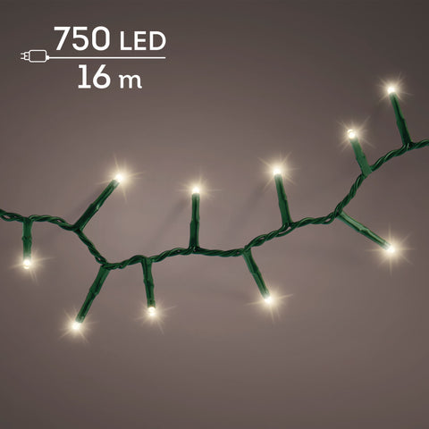 LED Lichterkette Compact 8 Leuchtmodi Outdoor grün 750 warmweiße LED 1600cm