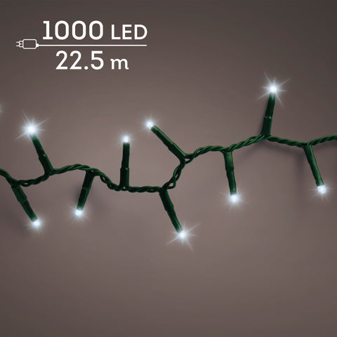 LED Lichterkette Compact 8 Leuchtmodi Outdoor grün 1000 kaltweiße LED 2250cm