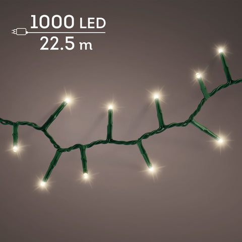 LED Lichterkette Compact 8 Leuchtmodi Outdoor grün 1000 warmweiße LED 2250cm