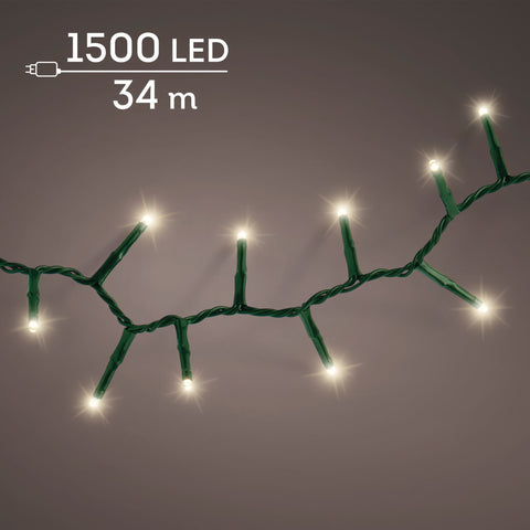LED Lichterkette Compact 8 Leuchtmodi Outdoor grün 1500 warmweiße LED 3400cm