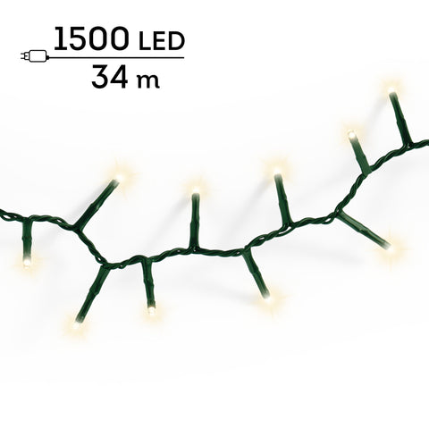 LED Lichterkette Compact 8 Leuchtmodi Outdoor grün 1500 warmweiße LED 3400cm