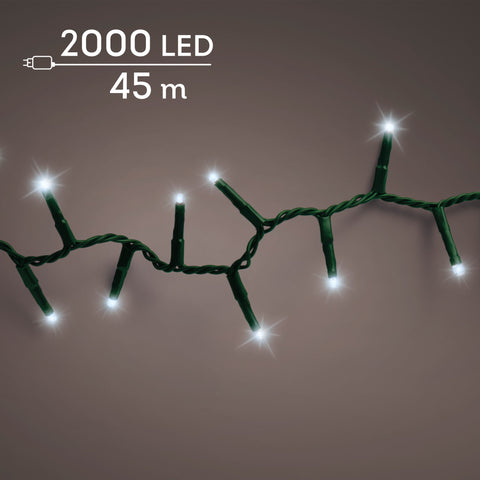 LED Lichterkette Compact 8 Leuchtmodi Outdoor grün 2000 kaltweiße LED 4500cm