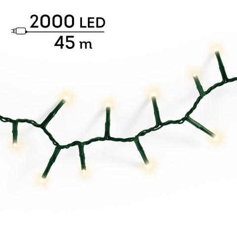 LED Lichterkette Compact 8 Leuchtmodi Outdoor grün 2000 warmweiße LED 4500cm