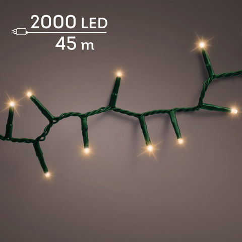 LED Lichterkette Compact 8 Leuchtmodi Outdoor grün 2000 klassischwarme LED 4500cm