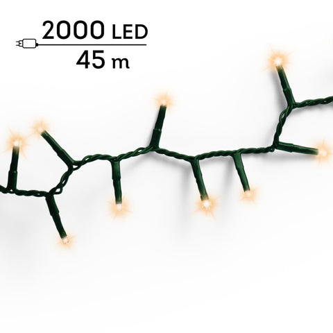 LED Lichterkette Compact 8 Leuchtmodi Outdoor grün 2000 klassischwarme LED 4500cm