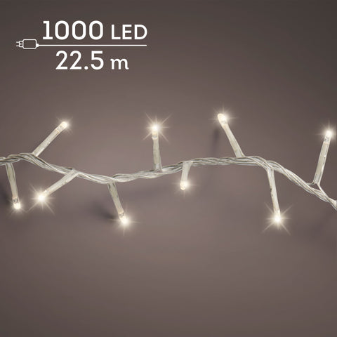 LED Lichterkette Compact 8 Leuchtmodi Outdoor transparent 1000 warmweiße LED 2250cm