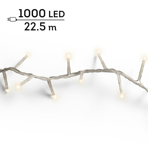 LED Lichterkette Compact 8 Leuchtmodi Outdoor transparent 1000 warmweiße LED 2250cm