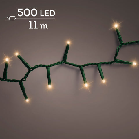 LED Lichterkette Compact 8 Leuchtmodi Outdoor grün 500 klassischwarme LED 1100cm