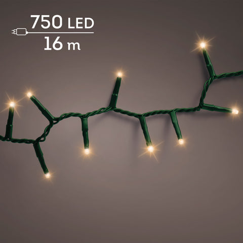 LED Lichterkette Compact 8 Leuchtmodi Outdoor grün 750 klassischwarme LED 1600cm