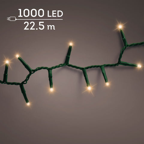 LED Lichterkette Compact 8 Leuchtmodi Outdoor grün 1000 klassischwarme LED 2250cm