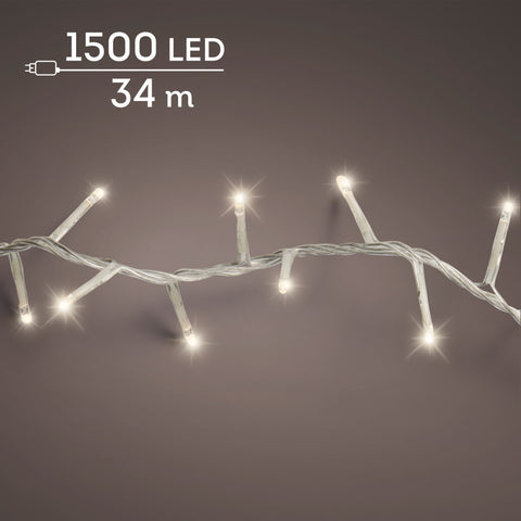 LED Lichterkette Compact 8 Leuchtmodi Outdoor transparent 1500 warmweiße LED 3400cm