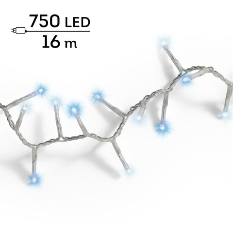 LED Lichterkette Compact 8 Leuchtmodi Outdoor transparent 750 blaue & kaltweiße LED 1600cm