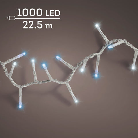 LED Lichterkette Compact 8 Leuchtmodi Outdoor transparent 1000 blaue & kaltweiße LED 2250cm