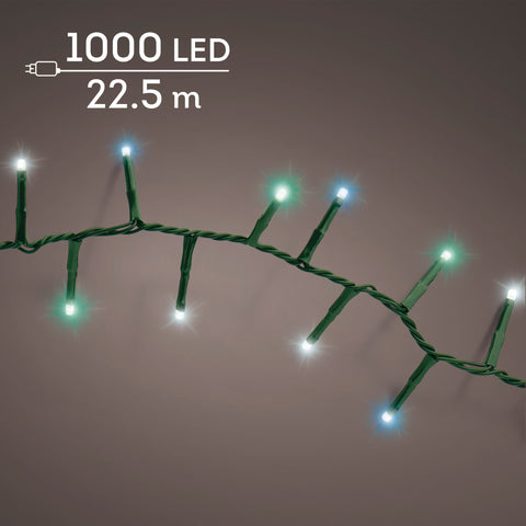 LED Lichterkette Compact 8 Leuchtmodi Outdoor grün 1000 bläuliche LED 2250cm