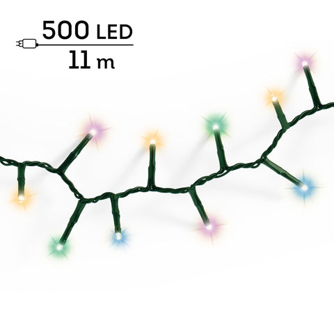 LED Lichterkette Compact 8 Leuchtmodi Outdoor grün 500 softbunte LED 1100cm