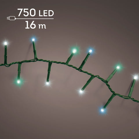 LED Lichterkette Compact 8 Leuchtmodi Outdoor grün 750 bläuliche LED 1600cm