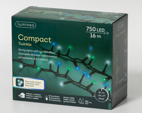 LED Lichterkette Compact 8 Leuchtmodi Outdoor grün 750 bläuliche LED 1600cm