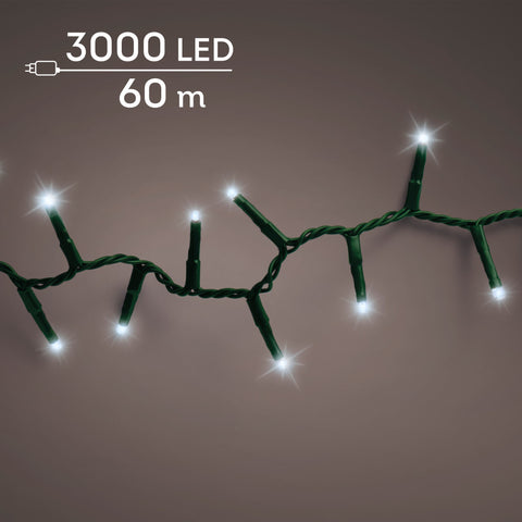 LED Lichterkette Compact 8 Leuchtmodi Outdoor grün 3000 kaltweiße LED 6000cm