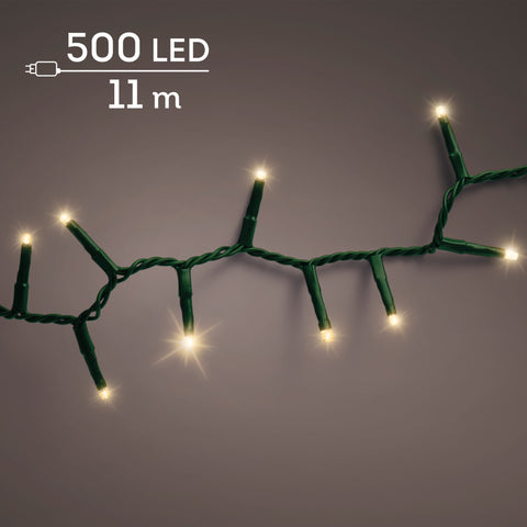 LED Lichterkette Compact 8 Leuchtmodi Outdoor grün 500 softgoldene LED 1100cm