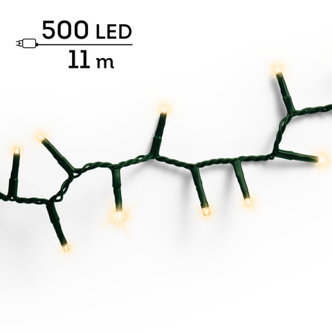 LED Lichterkette Compact 8 Leuchtmodi Outdoor grün 500 softgoldene LED 1100cm