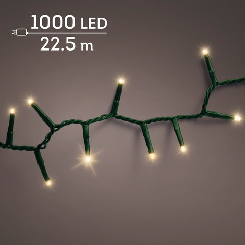 LED Lichterkette Compact 8 Leuchtmodi Outdoor grün 1000 softgoldene LED 2250cm