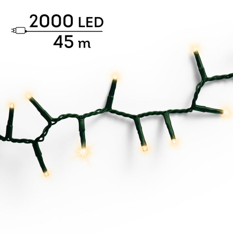 LED Lichterkette Compact 8 Leuchtmodi Outdoor grün 2000 softgoldene LED 4500cm