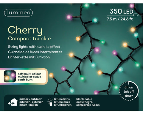 LED Cherrybeleuchtung 8 Leuchtmodi Outdoor schwarz 350 softbunte LED 750cm