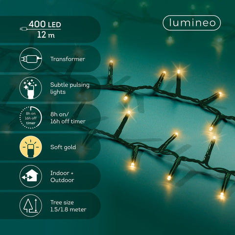 LED Lichterkette Compact Sparkle-Effekt Outdoor grün 400 softgoldene LED 1200cm