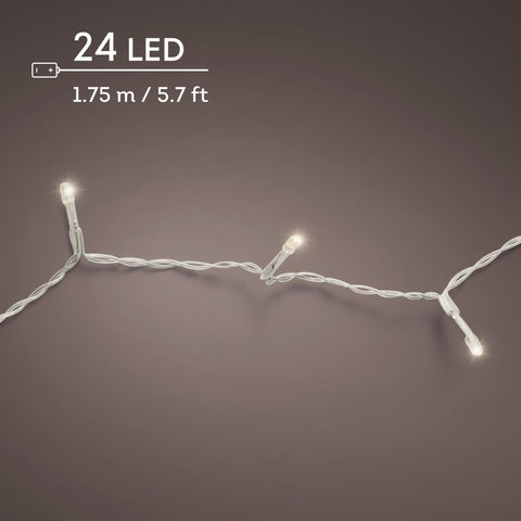 Weiß verdrehte kordel led-lichterkette basic warmweiß mit 24 led-birnen batteriebetrieben