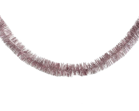 Lametta girlande pet in glänzendem roségold mit metallischem fransenlook für festliche dekoration