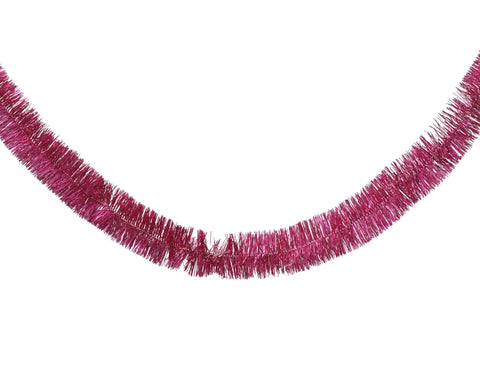 Lametta girlande pet mit schimmerndem fuchsia metallic tinsel und fransiger struktur für festliche dekoration