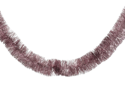 Lametta girlande pet mit schimmerndem metallic lila tinsel und flauschiger franiger struktur