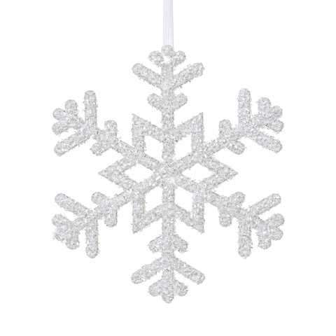 Schneeflocke winterweiß 3x20x20cm silberne glitzernde schneeflocke aus glitter mit filigranem design und weißem aufhänger