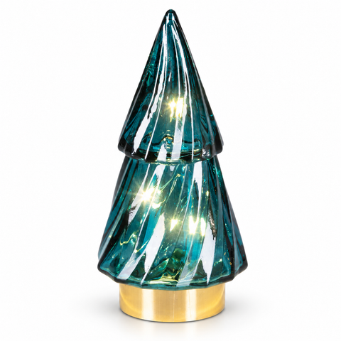 LED Baum Glas emerald warmweiße LED 6x12.8cm