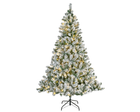 Imperial kiefer led indoor 180cm frostiger grüner künstlicher weihnachtsbaum mit warmweißen led-lichtern und schwarzem metallständer