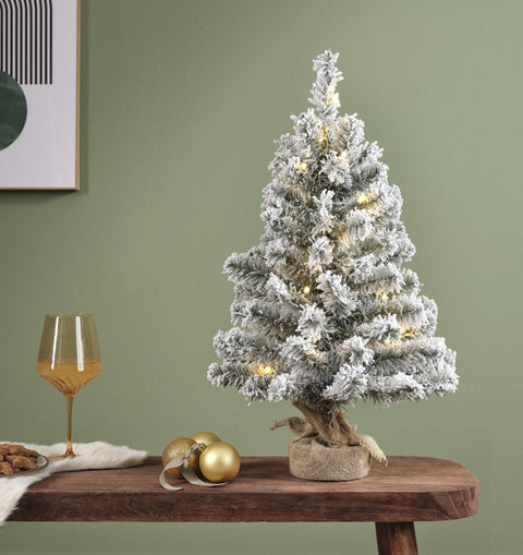 Imperial Mini-Baum beschneit grün weiß warmweiße LED 46x90cm