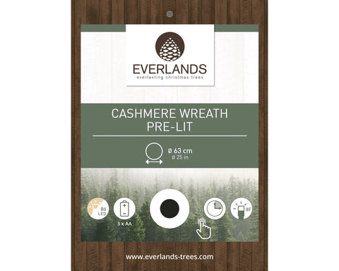 Cashmere LED-Kranz grün warmweiße LED 63x14cm
