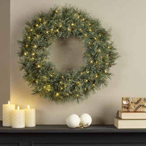 Cashmere LED-Kranz grün warmweiße LED 63x14cm