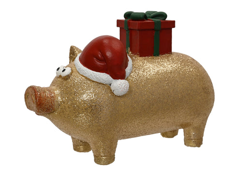 Schweinefigur gold 15.5x7.2x10.5cm