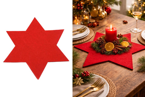 Roter filzstern placemat 35cm aus filz für weihnachtsdeko in sternform