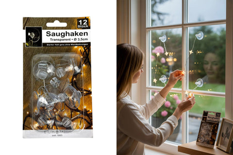 Saughaken mit Metallhaken Ø 3.5cm transparent 12er