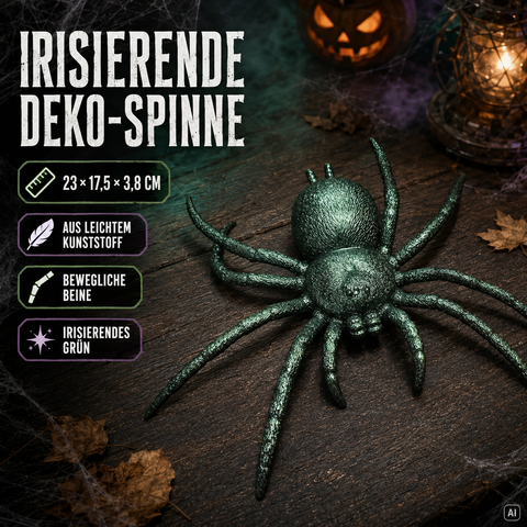 Irising grüne dekorative spinne aus leichtem kunststoff mit beweglichen beinen 23x17,5x3,8 cm