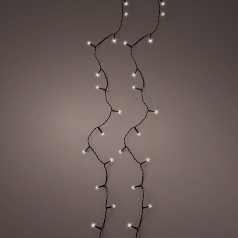 40er led-kette basic warmweiß mit schwarzem flexiblem kabel in zwei cascaden strand-3 m lang