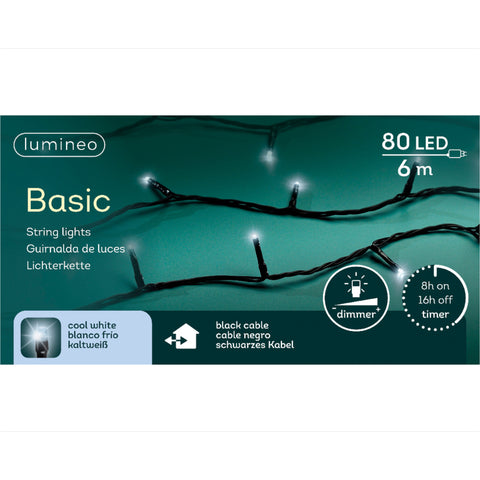 Schwarze led-lichterkette basic kaw/schw 6m mit kleinen weißen birnen in zickzackmuster