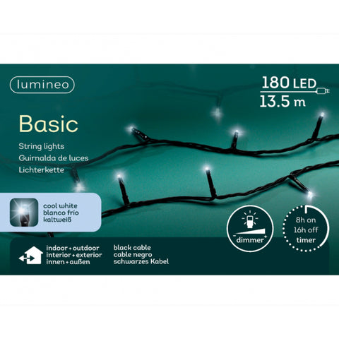 Black led lichterkette 180 leds mit kleinen weißen lampen in zickzackmuster 13,5m kaltweiß