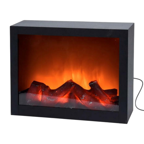 Laterne mit Kaminfront und LED-Licht Größe 29x10x23cm