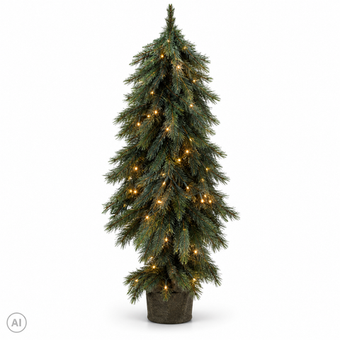 Baum mit led künstlicher immergrüner weihnachtsbaum 90x120 cm mit dichten dunkelgrünen nadeln und warmweißen leuchten