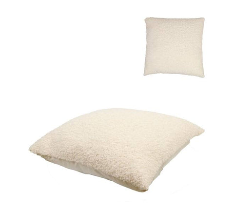 Teddy-Kissen aus Polyester 60x60x8cm cremeweiß