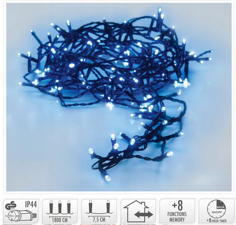 Blaue led-lichterkette mit 240 leds und 1800 cm schwarzem kabel für dekorative beleuchtung